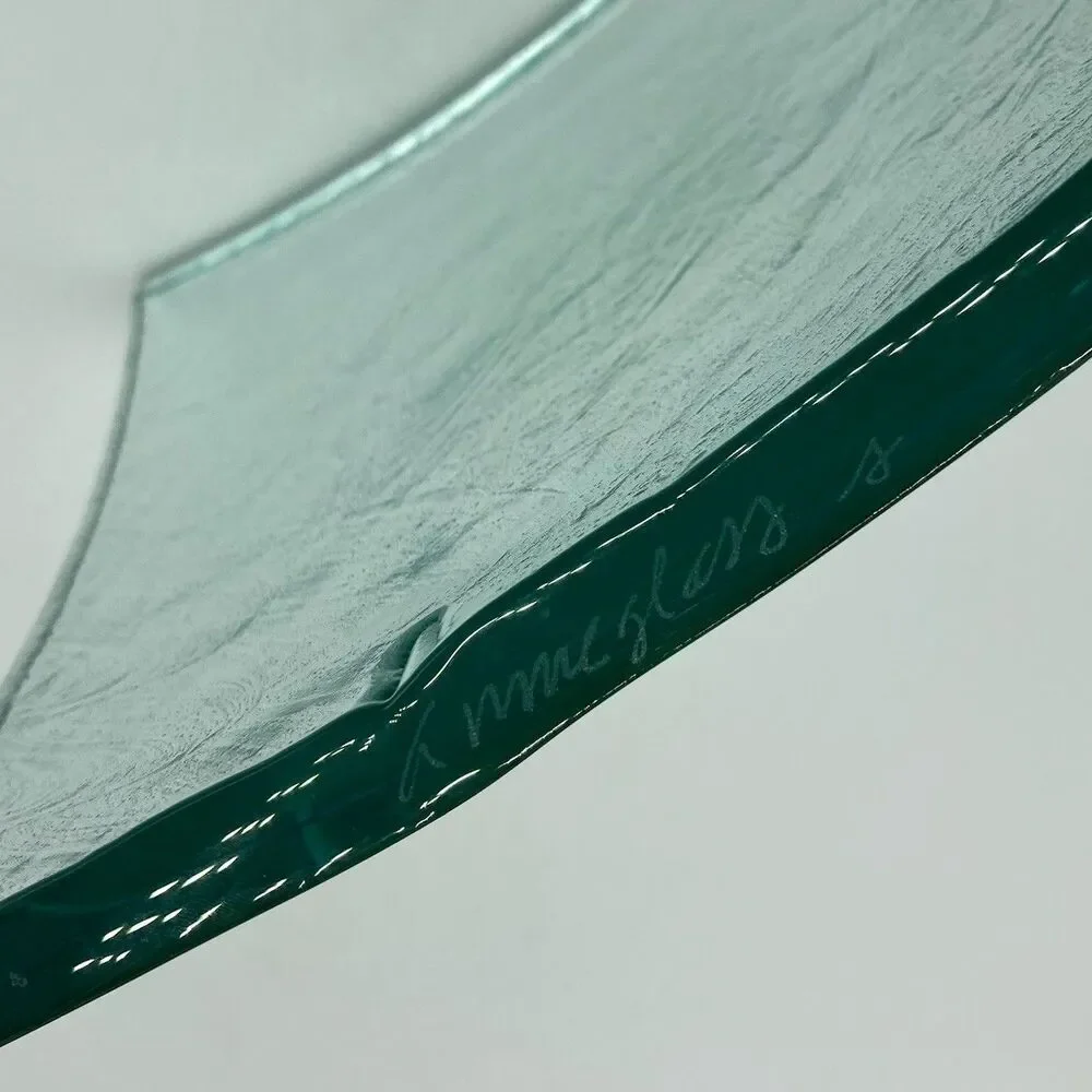 Vintage Annieglass Slab Platter Tray Modernist Art Glass Signed Green 8” Square
